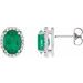 14K White 5x3 mm Lab-Grown Emerald & .04 CTW Natural Diamond Halo-Style Earrings