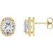 14K Yellow 6x4 mm Lab-Grown Moissanite & .06 CTW Natural Diamond Halo-Style Earrings