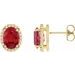 14K Yellow 6x4 mm Lab-Grown Ruby & .06 CTW Natural Diamond Halo-Style Earrings