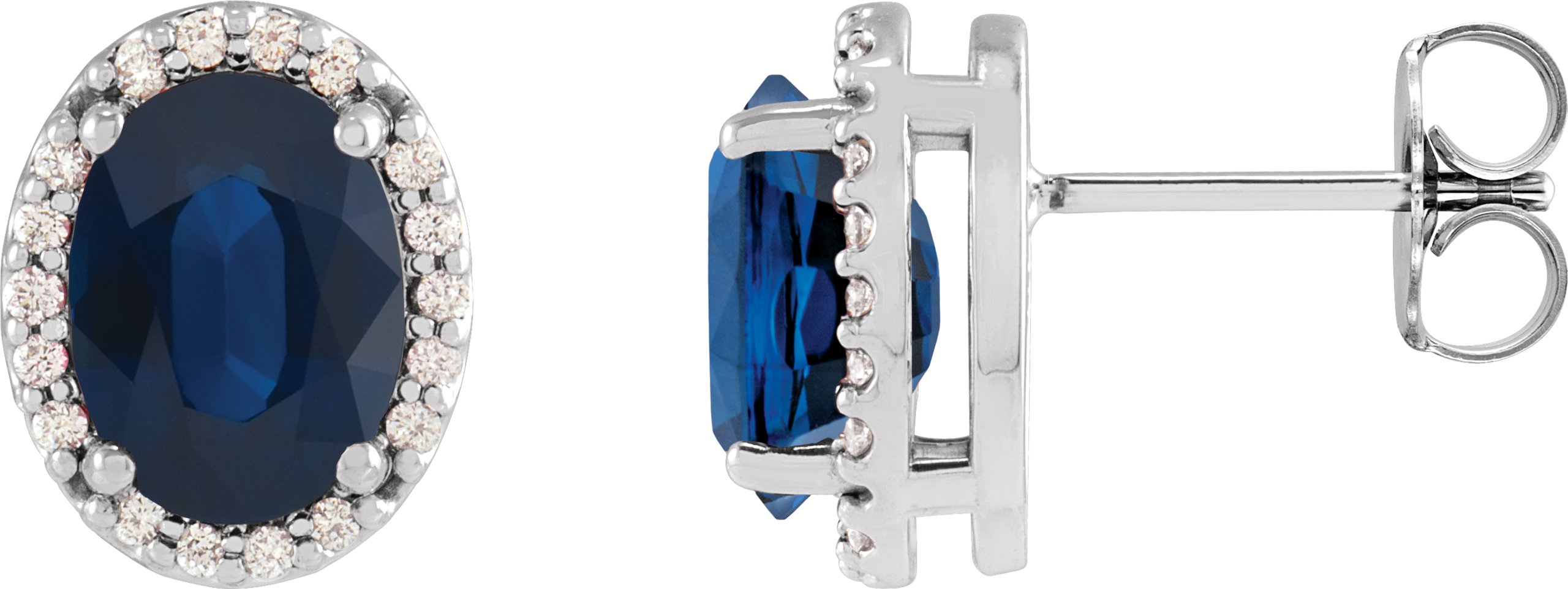 Platinum Lab Grown Blue Sapphire and .06 CTW Natural Diamond Halo Style Earrings Ref 19705986