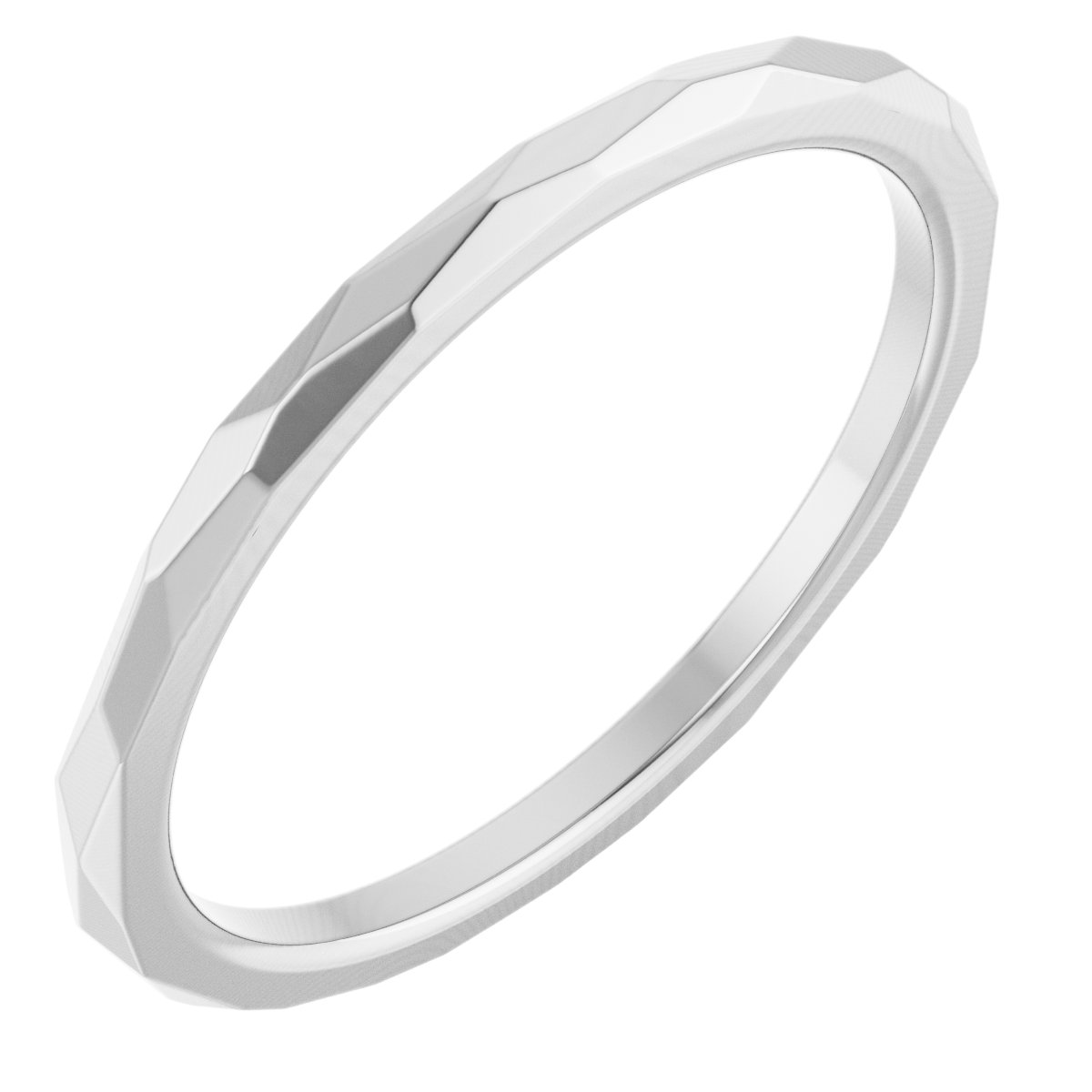 Geometric Faceted Comfort-Fit Flat Band