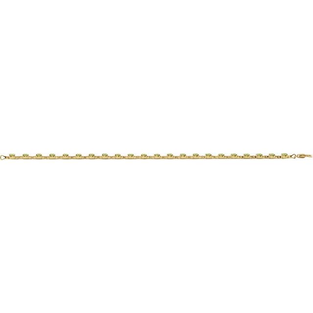 14K Yellow Natural Peridot 7 1/4 Line Bracelet