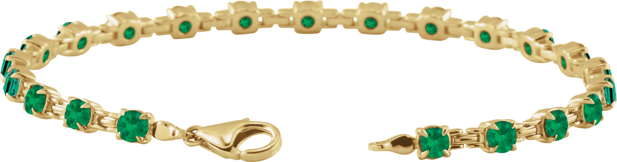 14K Yellow Lab-Grown Emerald 7 1/4