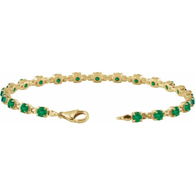 14K Yellow Lab-Grown Emerald 7 1/4 Line Bracelet