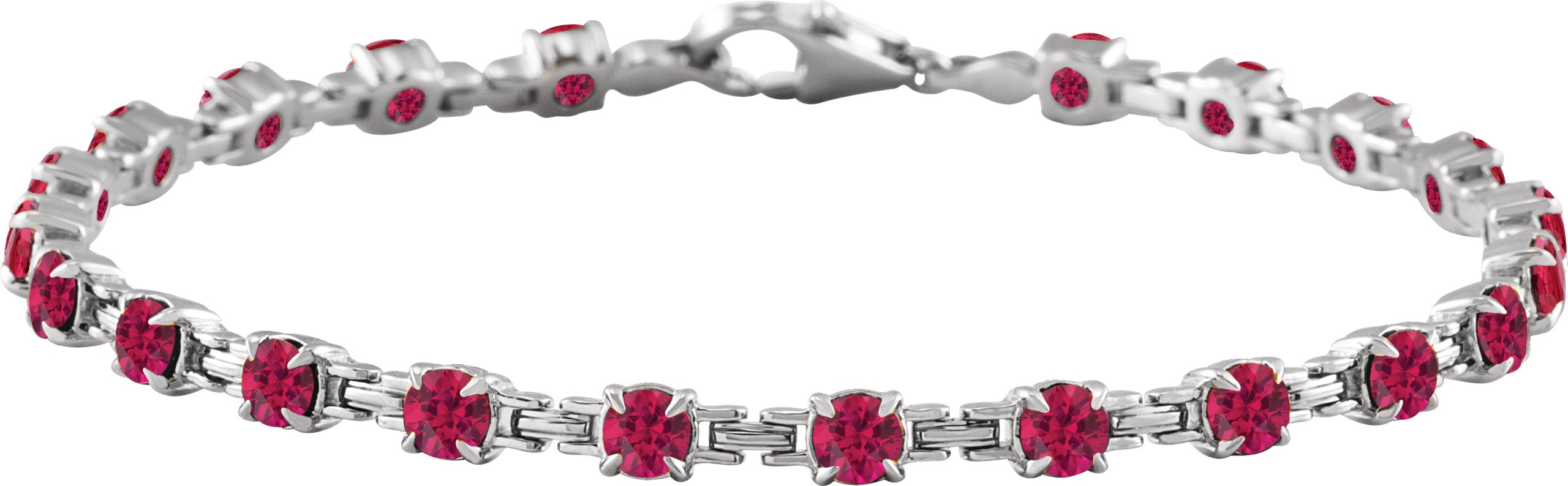 14K White Lab-Grown Ruby 7 1/4" Line Bracelet