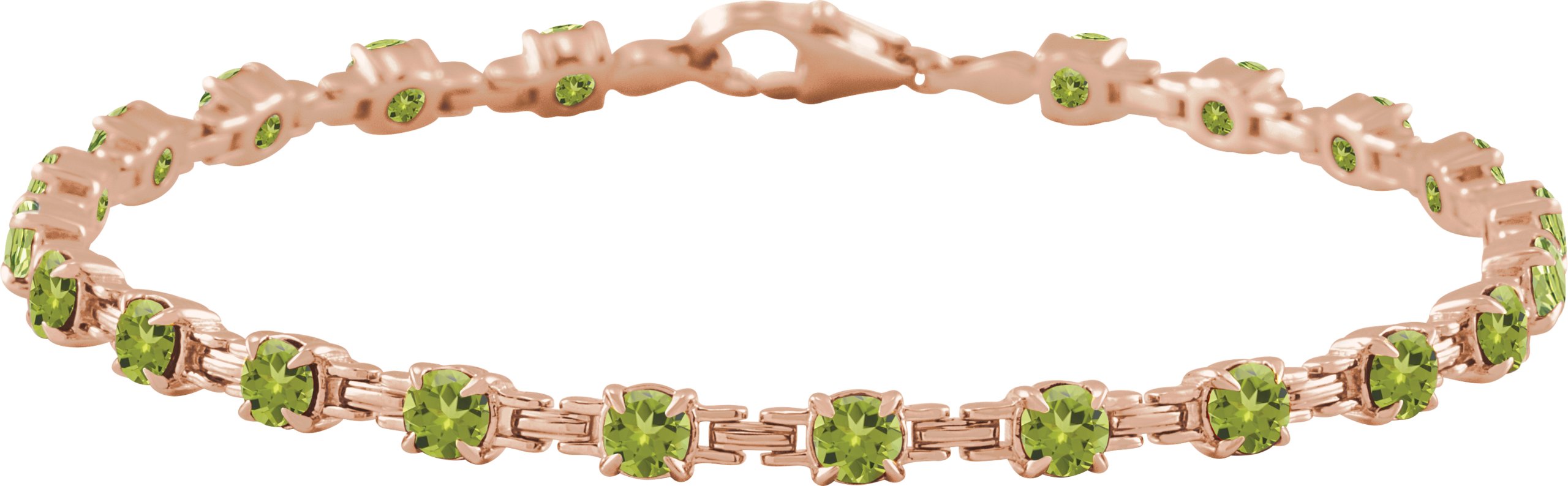 14K Rose Natural Peridot 7.25 inch Line Bracelet Ref 19570825