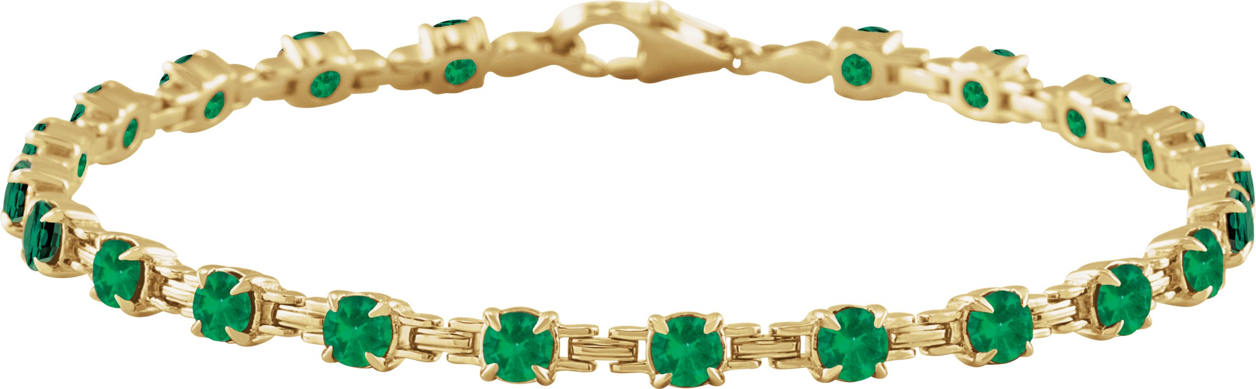 14K Yellow Lab-Grown Emerald 7 1/4" Line Bracelet