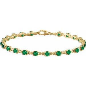 14K Yellow Lab-Grown Emerald 7 1/4" Line Bracelet