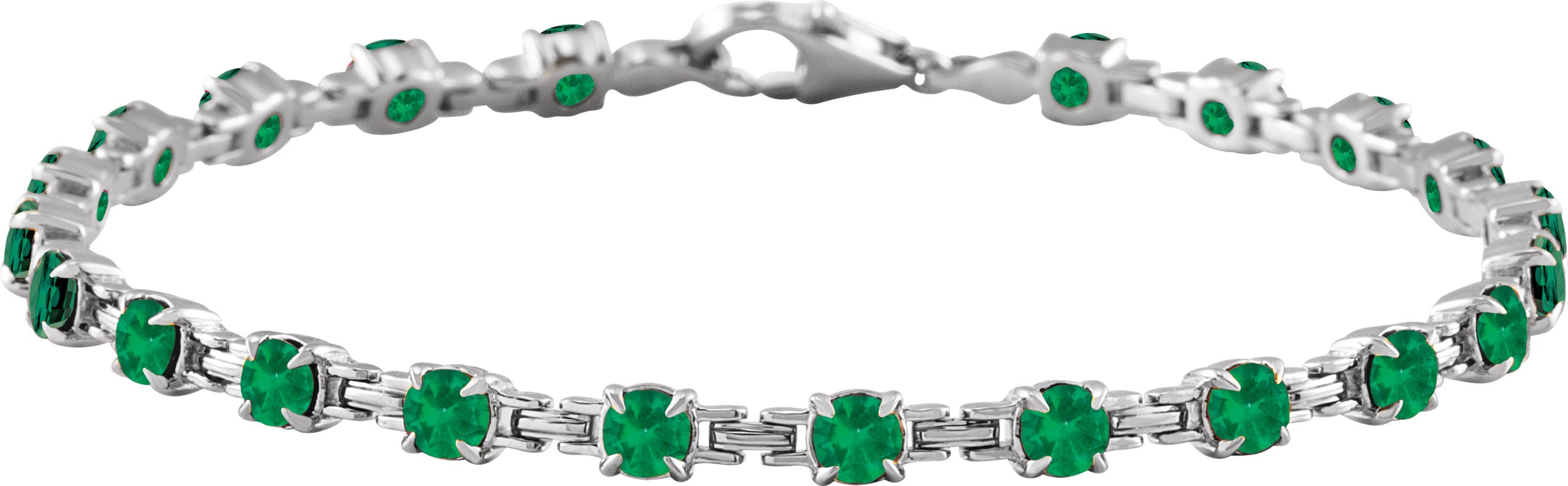 14K White Lab Grown Emerald 7.25 inch Line Bracelet Ref 19570836