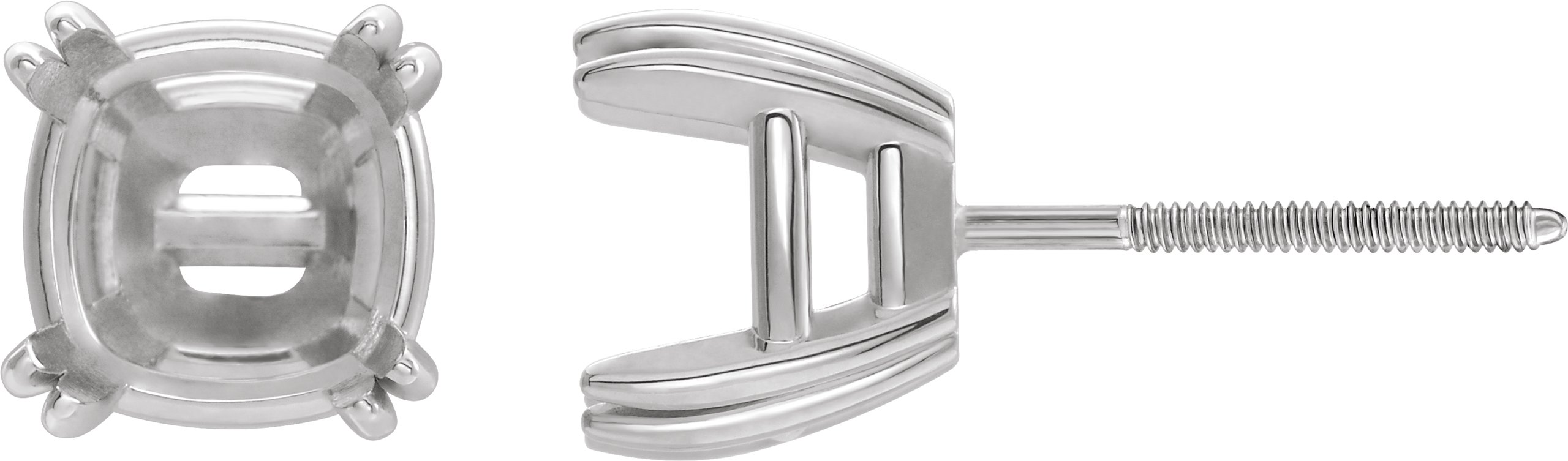 Cushion Double Claw-Prong Stud Earrings