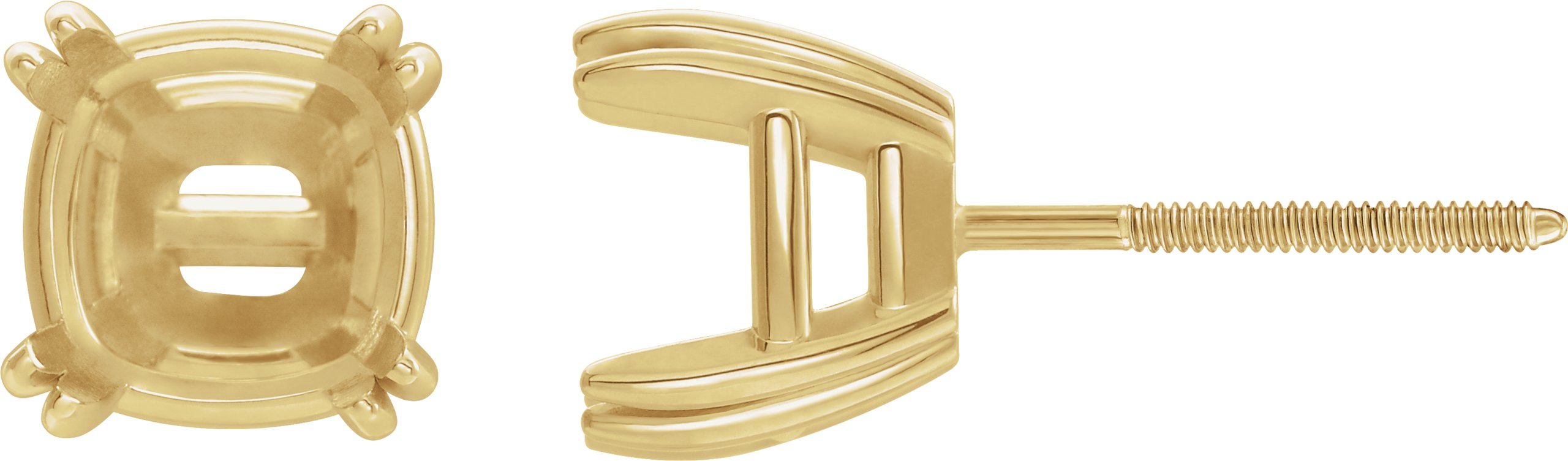 Cushion Double Claw-Prong Stud Earrings