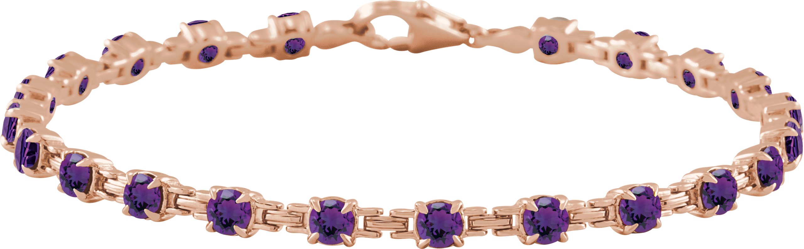 14K Rose Natural Amethyst 7.25 inch Line Bracelet Ref 19570819