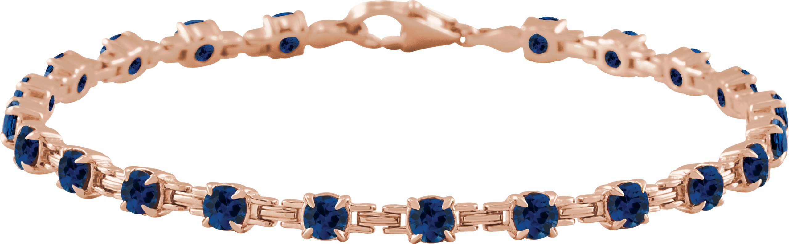 14K Rose Lab Grown Blue Sapphire 7.25 inch Line Bracelet Ref 19570831