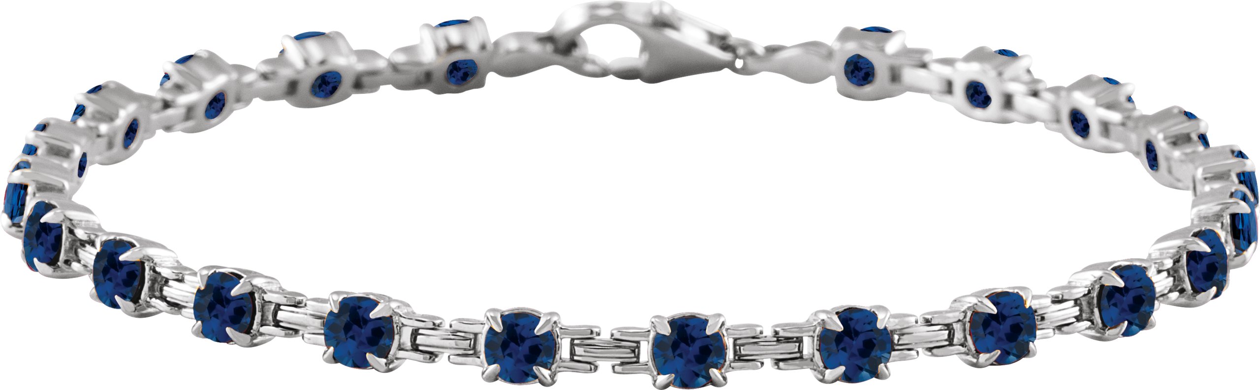 14K White Lab-Grown Blue Sapphire 7 1/4 Line Bracelet