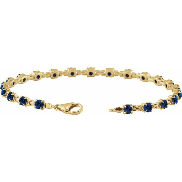 14K Yellow Lab-Grown Blue Sapphire 7 1/4 Line Bracelet
