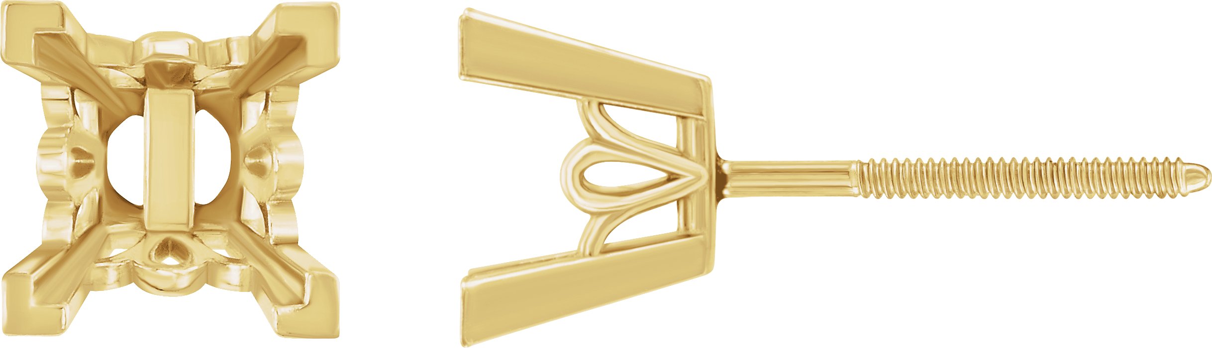 Square 4-Prong V-End Scroll Setting® Earrings