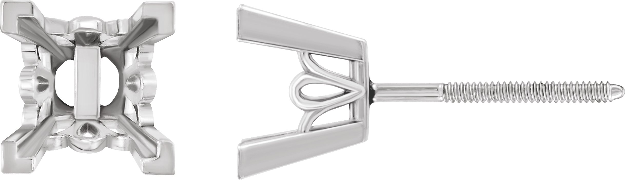 Square 4-Prong V-End Scroll Setting® Earrings