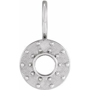 Sterling Silver 4 mm Round Bezel-Set Halo-Style Charm/Pendant Mounting