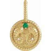 14K Yellow Natural Emerald & .005 CTW Natural Diamond Aries Charm/Pendant
