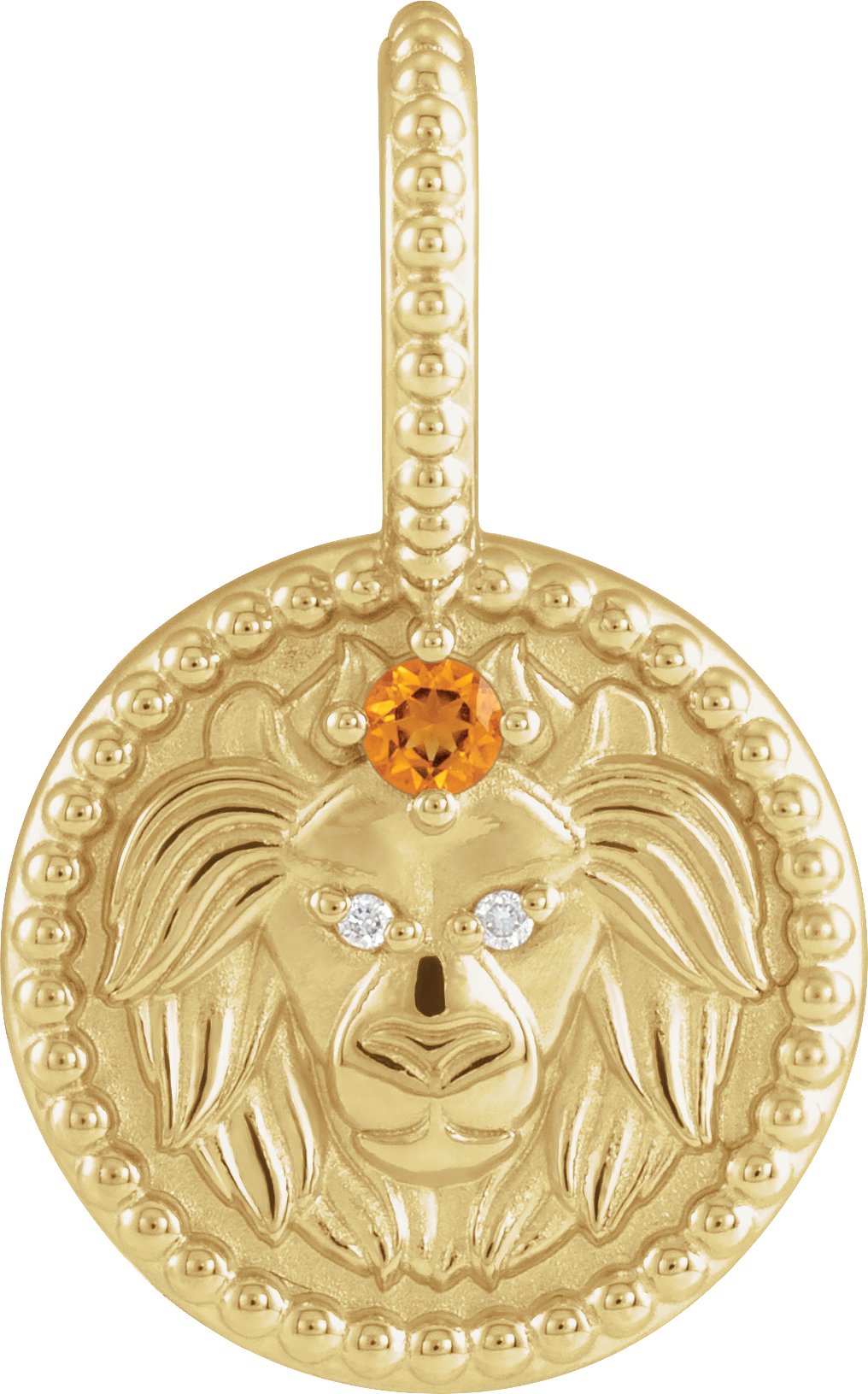 14K Yellow Natural Citrine and .005 CTW Natural Diamond Leo Charm or Pendant Ref 19836163