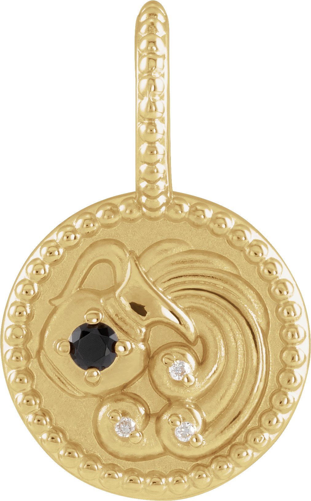 14K Yellow Natural Black Spinel and .0075 CTW Natural Diamond Aquarius Charm or Pendant Ref 19836209