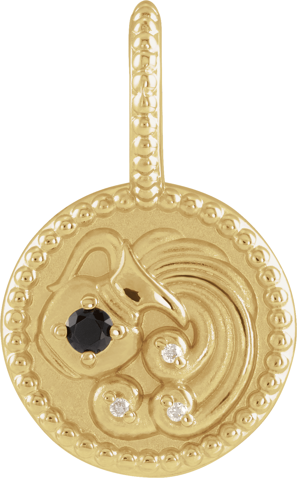 14K Yellow Natural Black Spinel & .0075 CTW Natural Diamond Aquarius Charm/Pendant