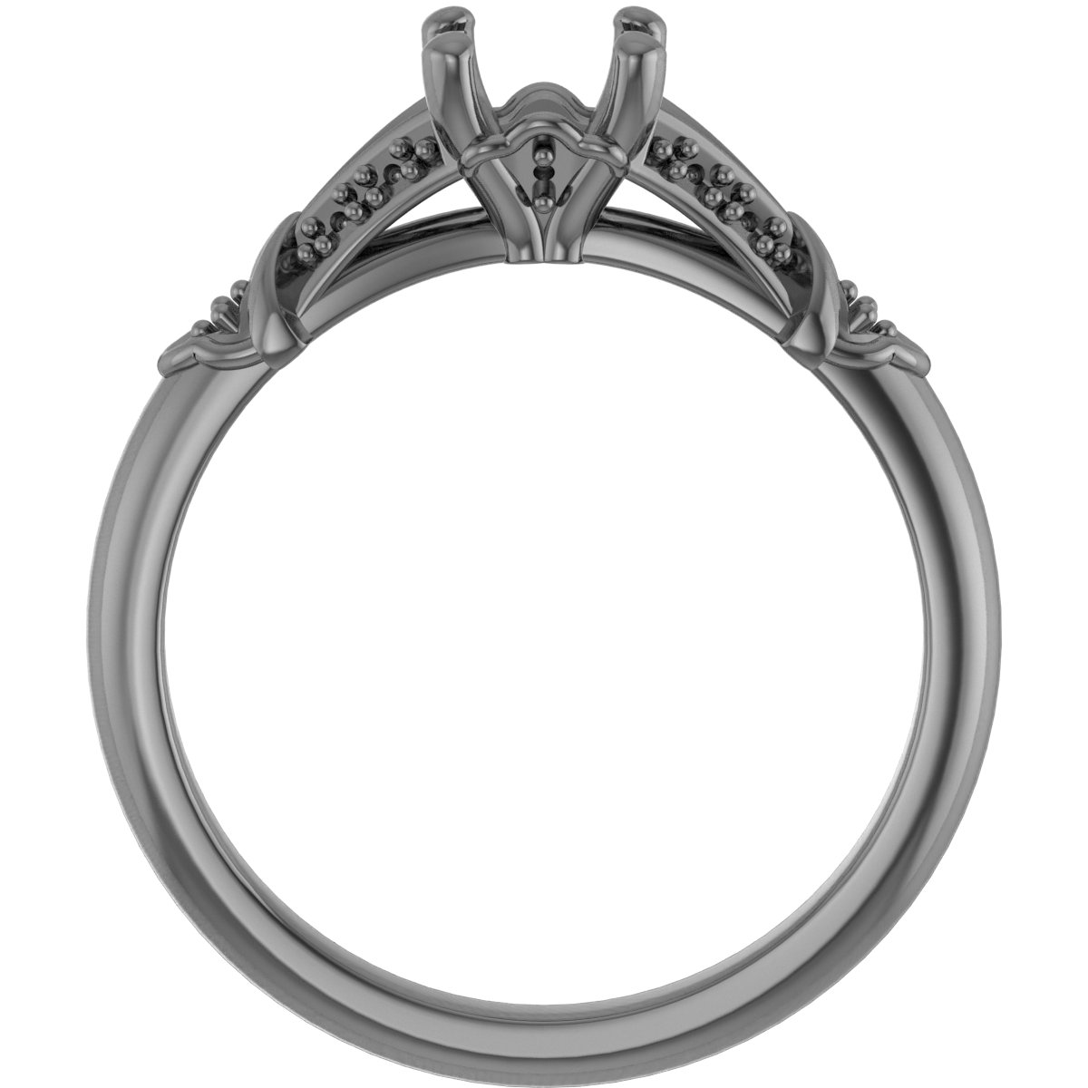 5.5 mm Square Engagement Ring Mounting view 2