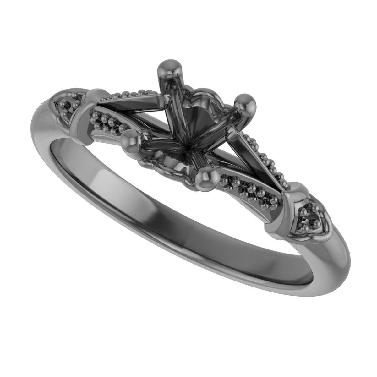 5.5 mm Square Engagement Ring Mounting view 5
