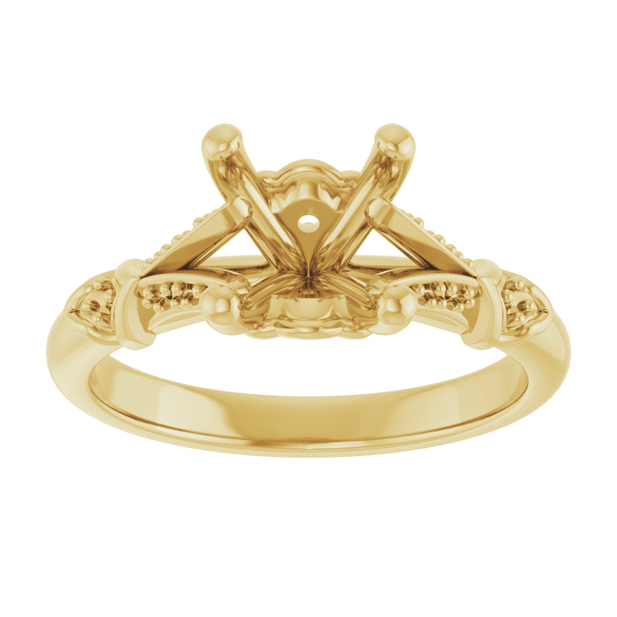 18K Yellow Gold 7 mm Cushion Engagement Ring Mounting