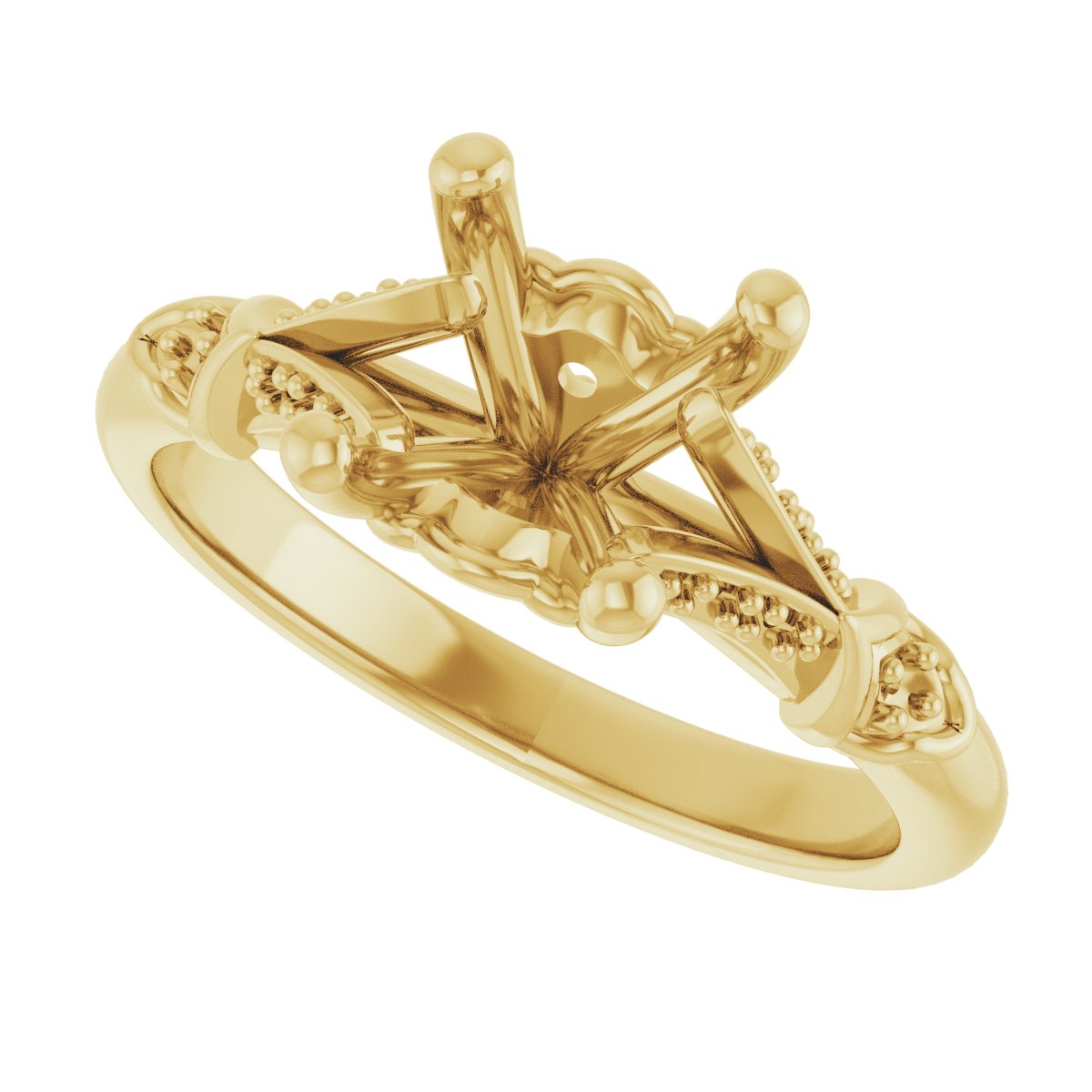 18K Yellow Gold 7 mm Cushion Engagement Ring Mounting