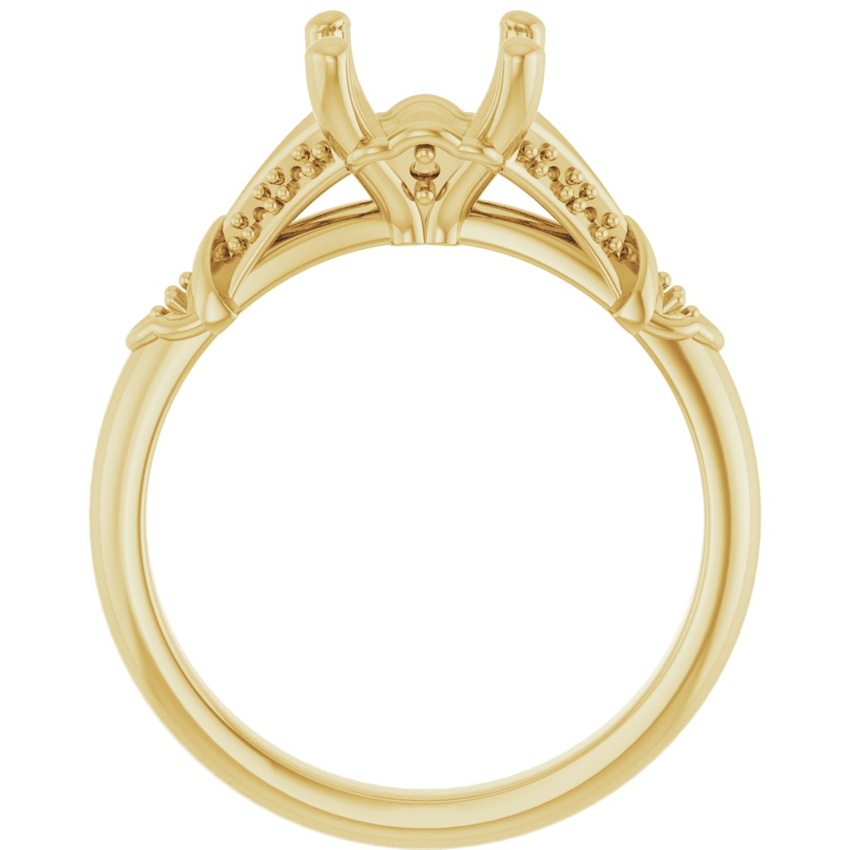 18K Yellow Gold 7 mm Cushion Engagement Ring Mounting
