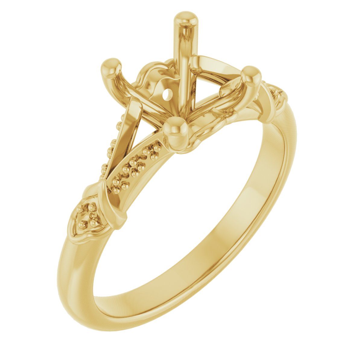18K Yellow Gold 7 mm Cushion Engagement Ring Mounting