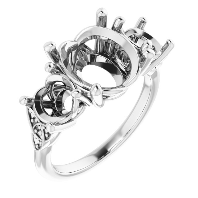 Three-Stone Celtic-Inspired Engagement Ring
