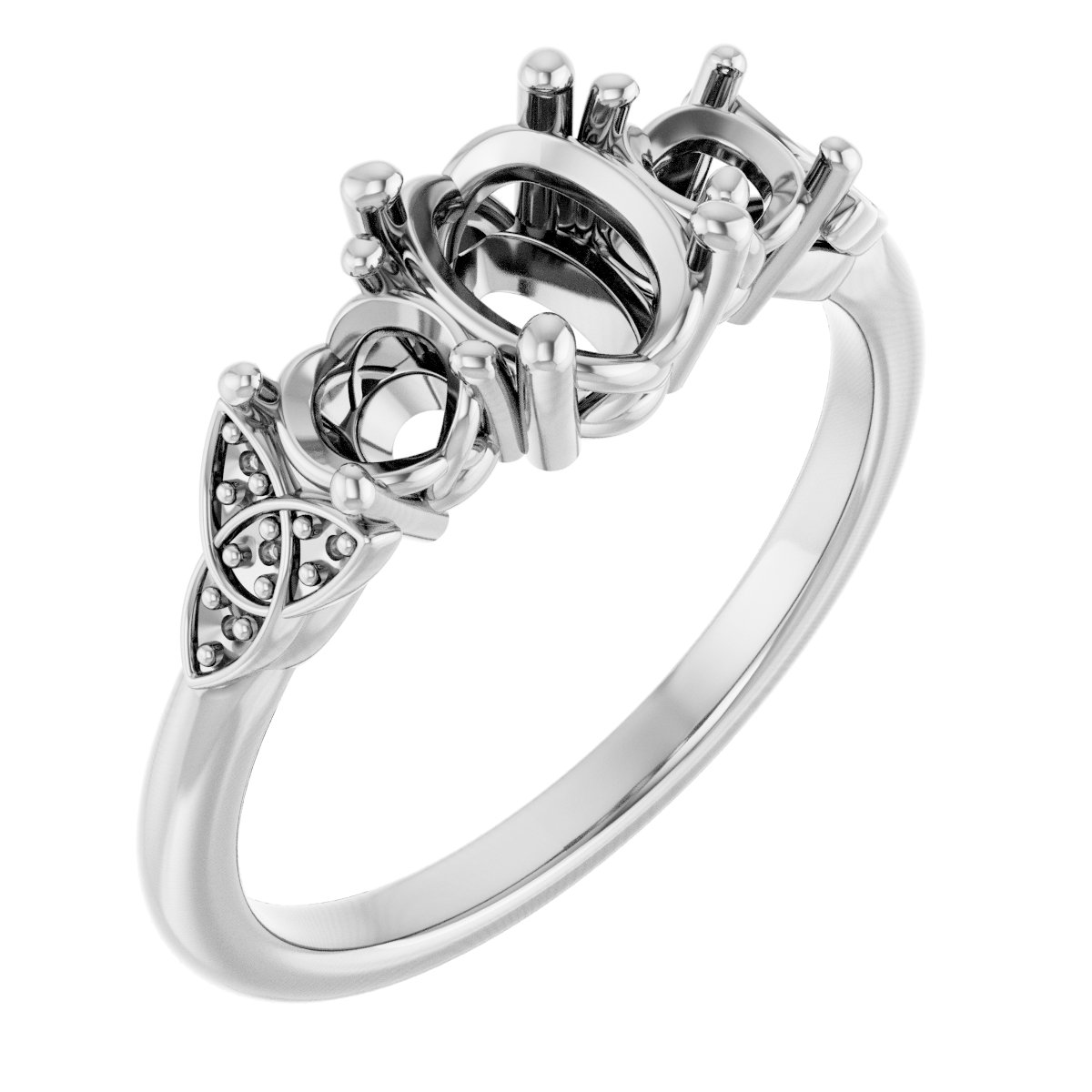 Three-Stone Celtic-Inspired Engagement Ring