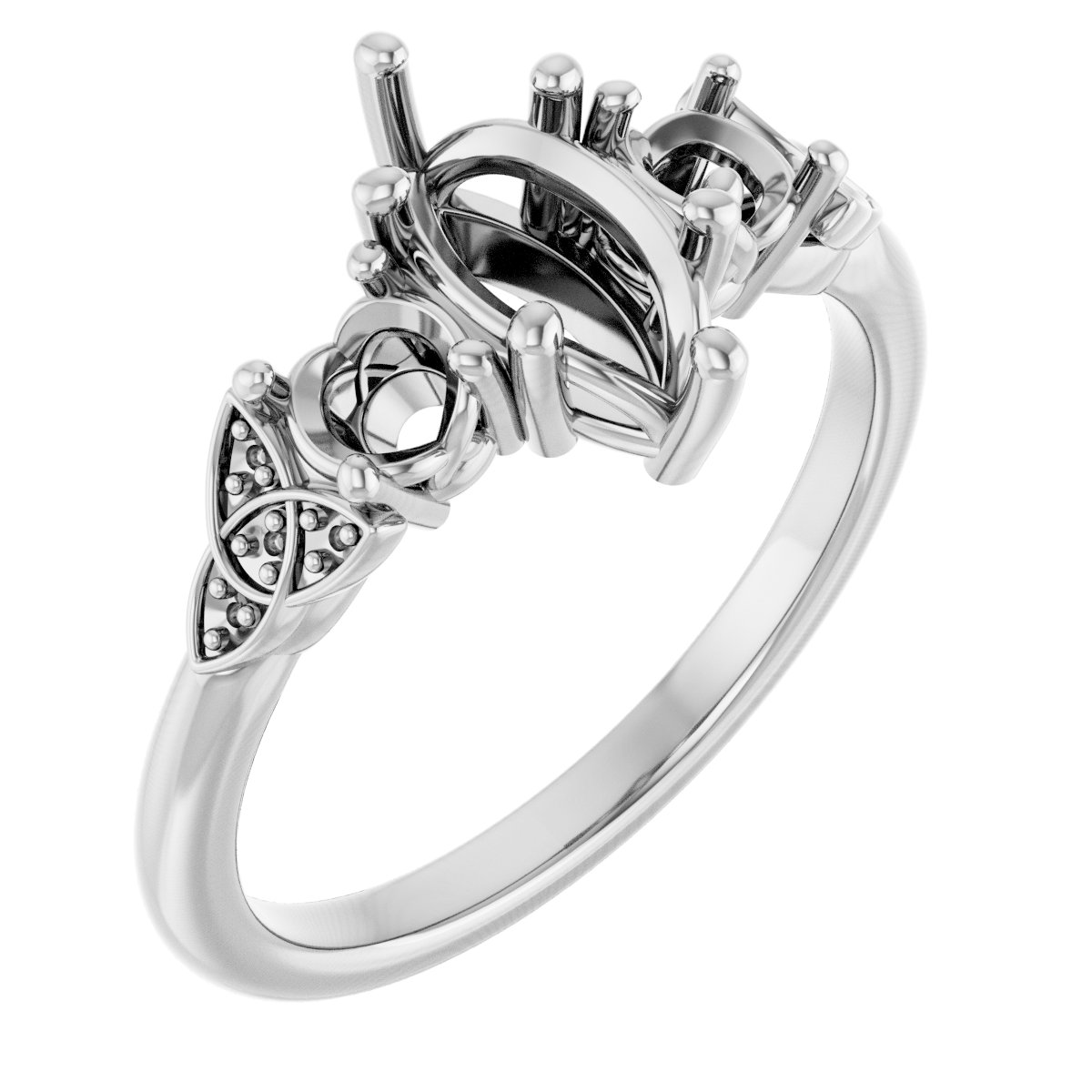Three-Stone Celtic-Inspired Engagement Ring