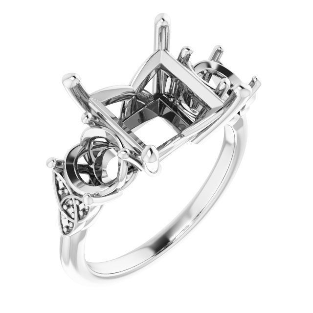 Three-Stone Celtic-Inspired Engagement Ring