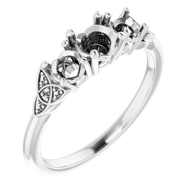 Three-Stone Celtic-Inspired Engagement Ring