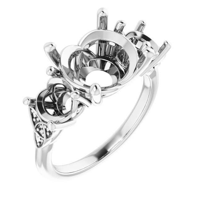 Three-Stone Celtic-Inspired Engagement Ring