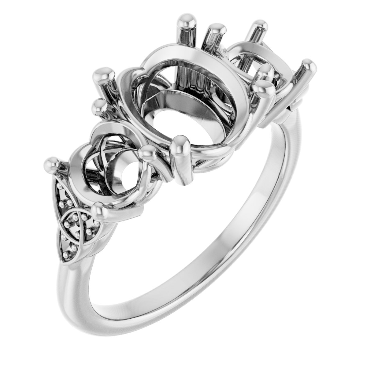 Three-Stone Celtic-Inspired Engagement Ring