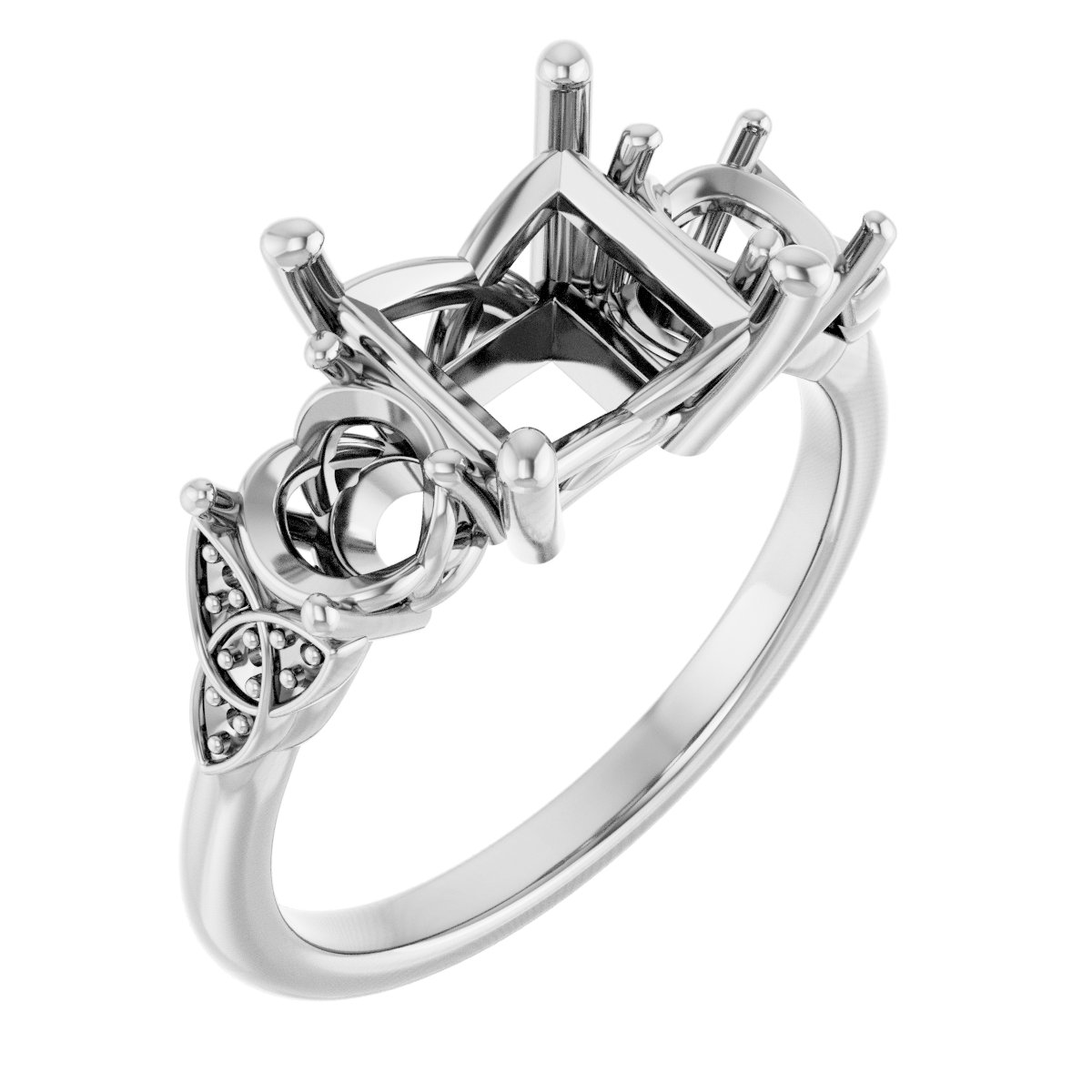 Three-Stone Celtic-Inspired Engagement Ring