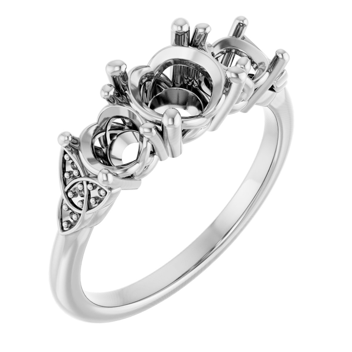 Three-Stone Celtic-Inspired Engagement Ring