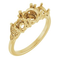 Three-Stone Celtic-Inspired Engagement Ring