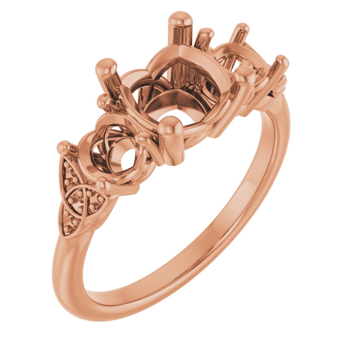 Three-Stone Celtic-Inspired Engagement Ring
