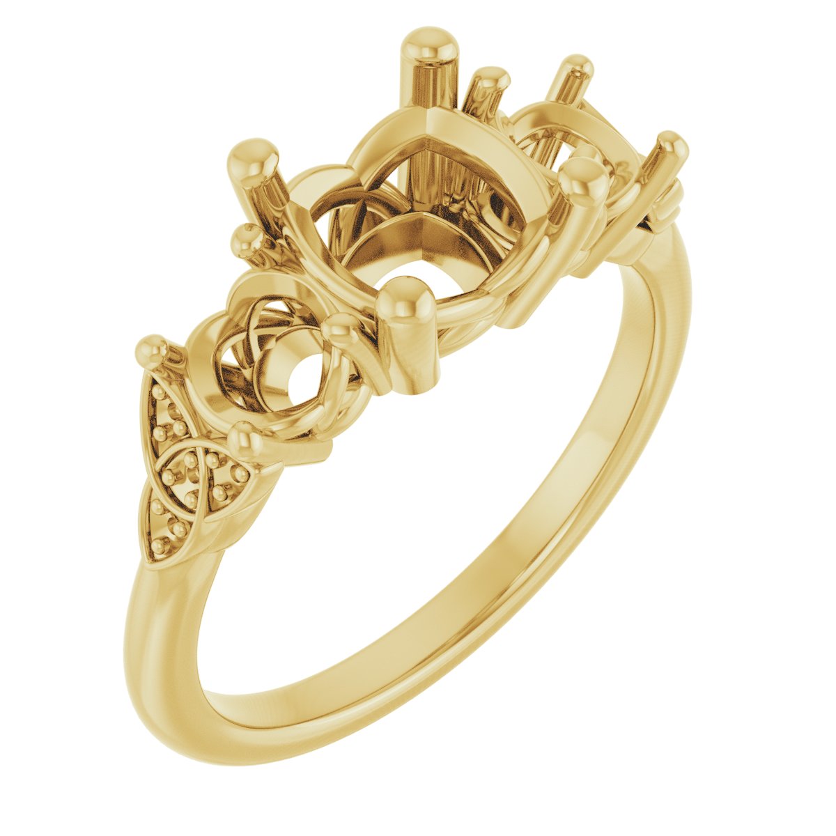Three-Stone Celtic-Inspired Engagement Ring