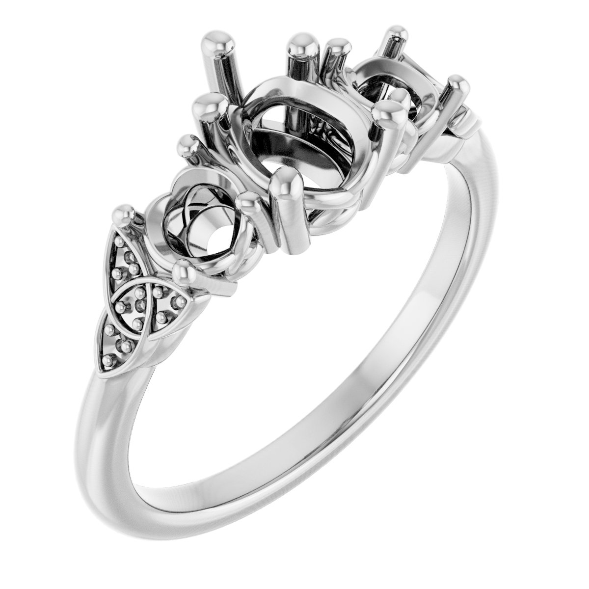 Three-Stone Celtic-Inspired Engagement Ring