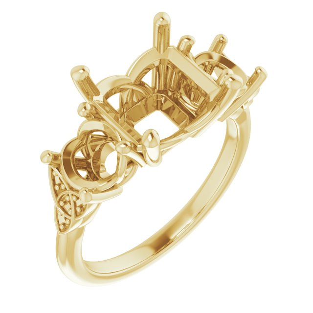 Three-Stone Celtic-Inspired Engagement Ring