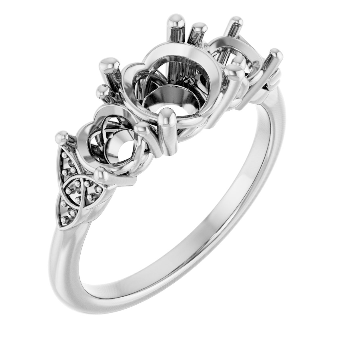 Three-Stone Celtic-Inspired Engagement Ring