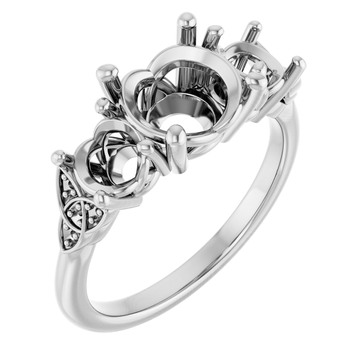 Three-Stone Celtic-Inspired Engagement Ring