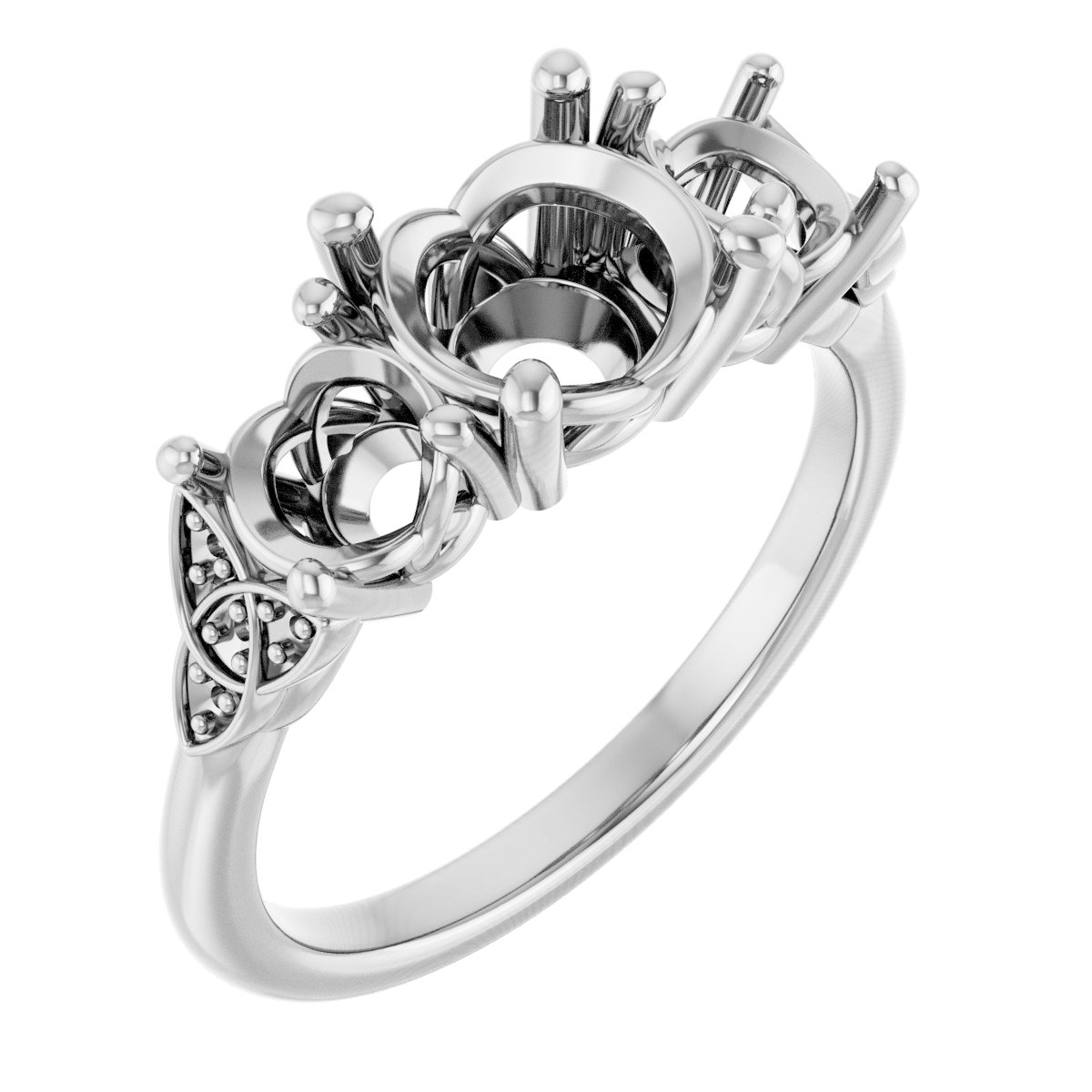 Three-Stone Celtic-Inspired Engagement Ring
