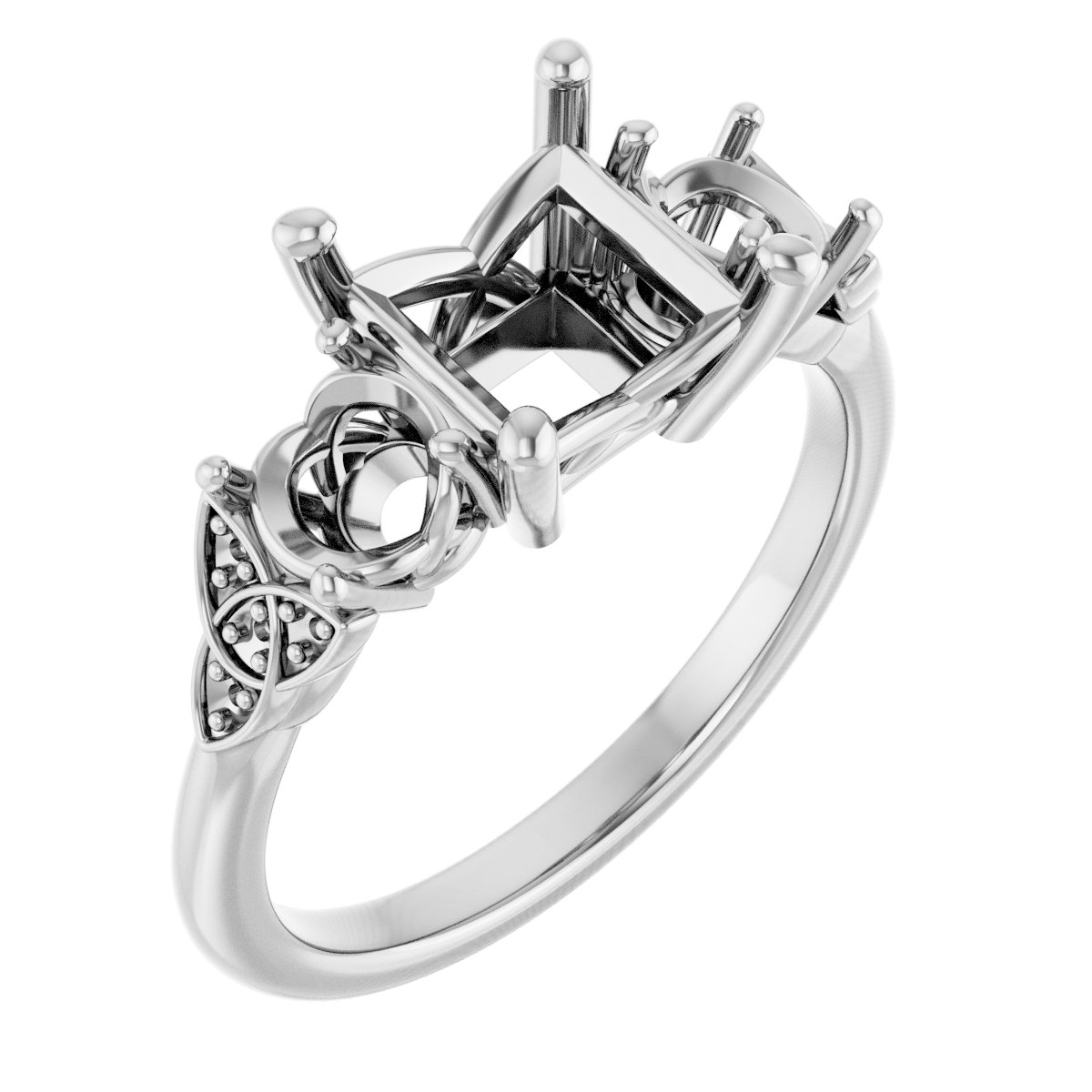 Three-Stone Celtic-Inspired Engagement Ring